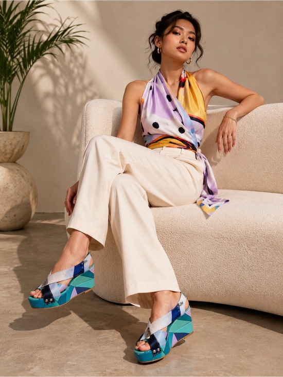Emilio Pucci Shoes - Emilio Pucci Multicolored Platform Wedges